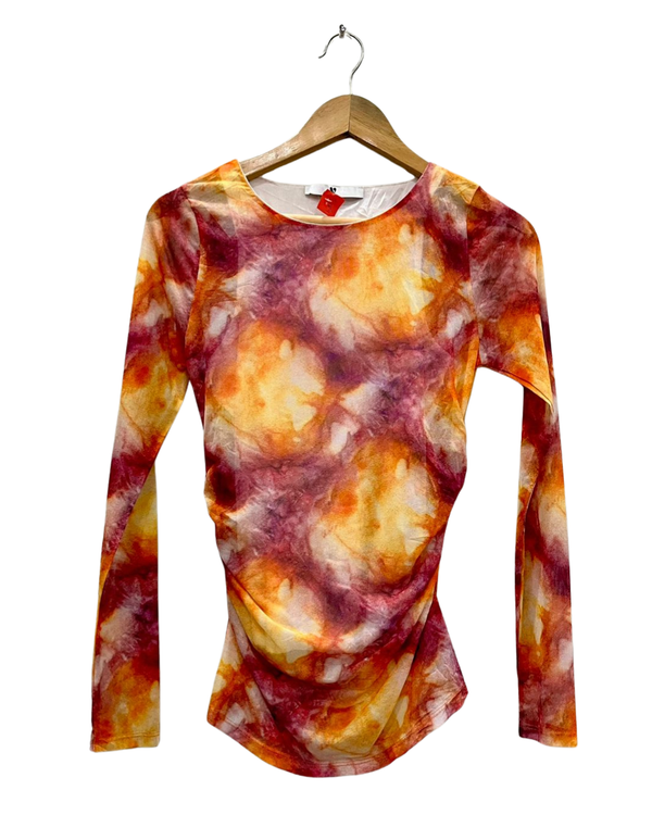 Y2K Style Tie-Dye Sheer Mesh Top
