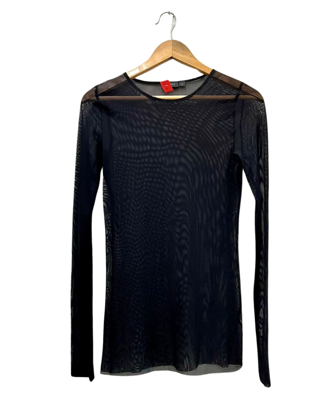 Black Sheer Mesh Long-Sleeve Top