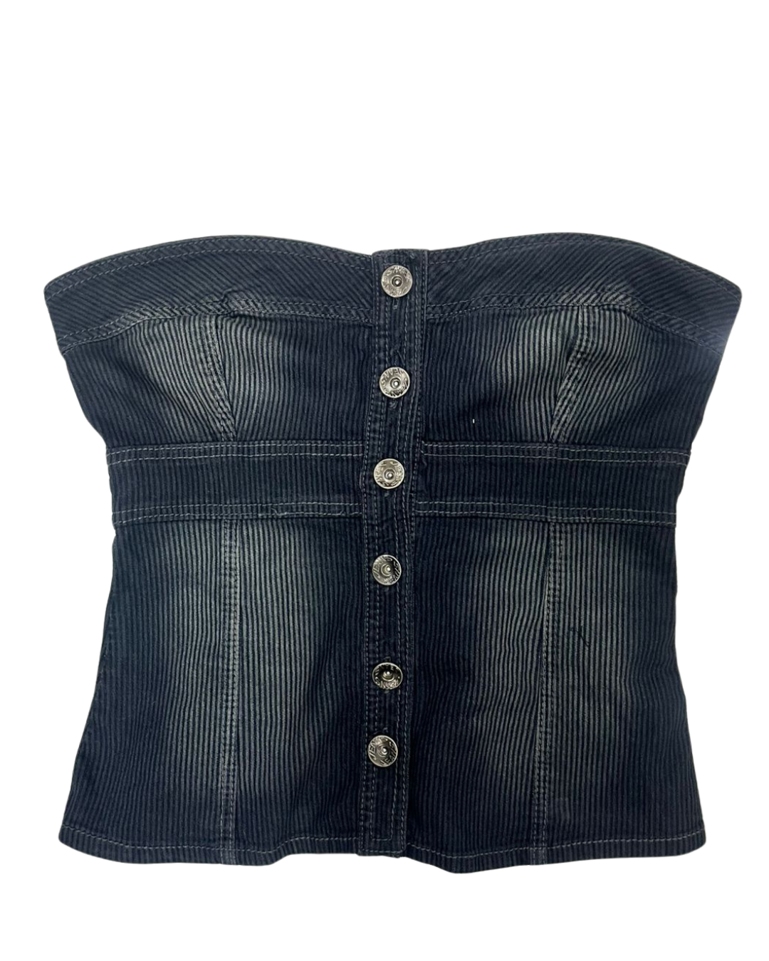 Y2K Button-Front Denim Tube Top