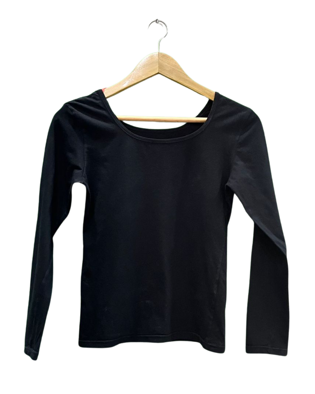 Black Long-Sleeve Scoop Neck Top