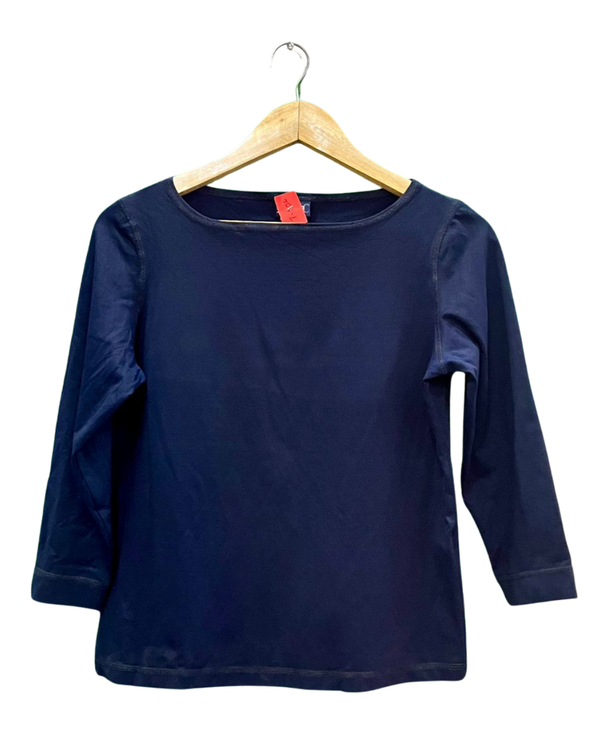 Navy Blue Boat Neck Top