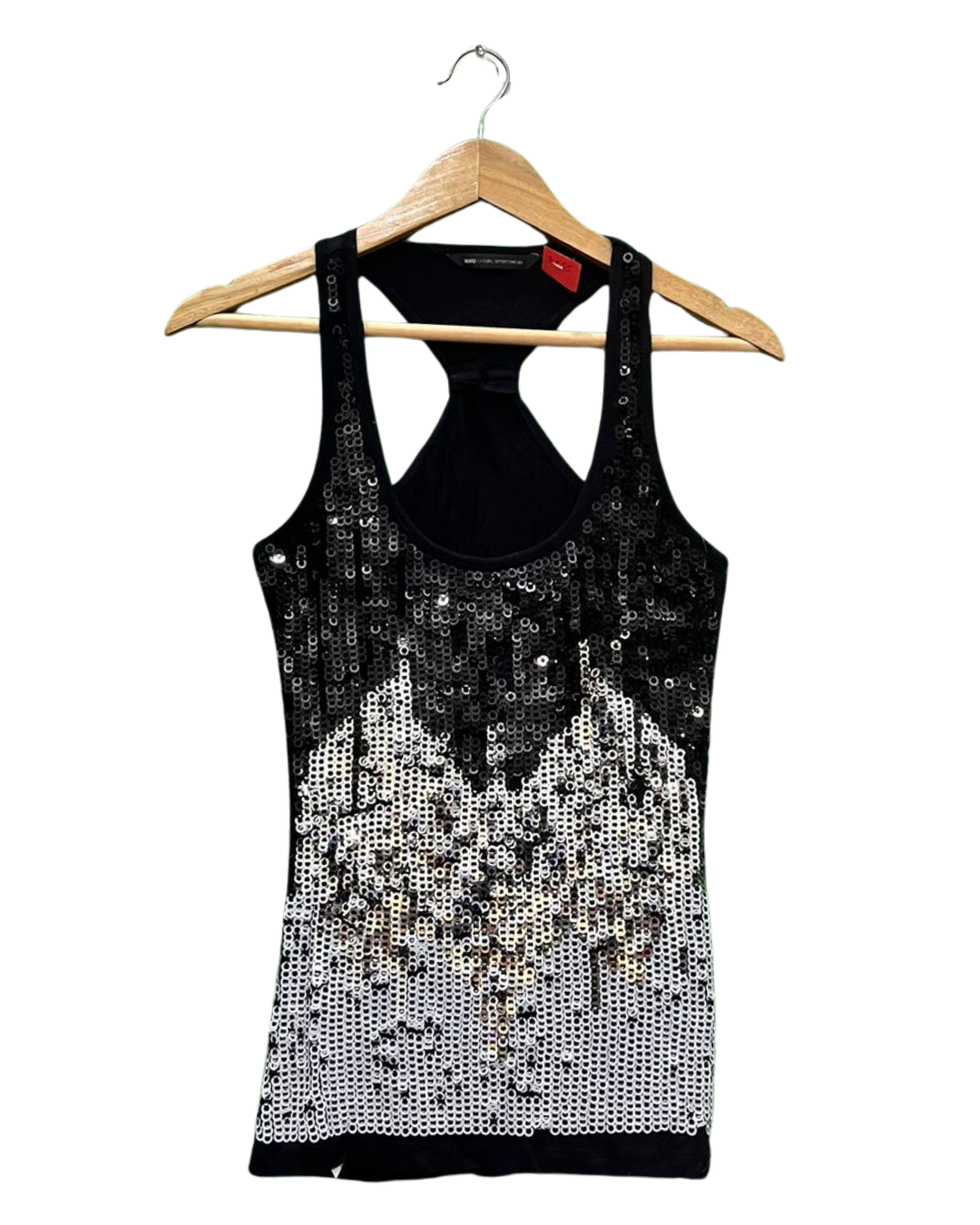 Black and White Sequin Patterned Tank Top