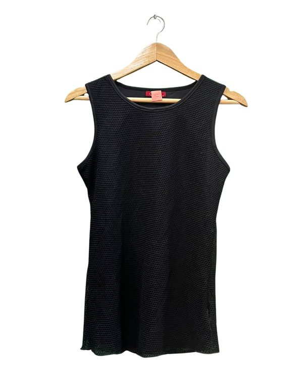 Black Textured Sleeveless Tank Top