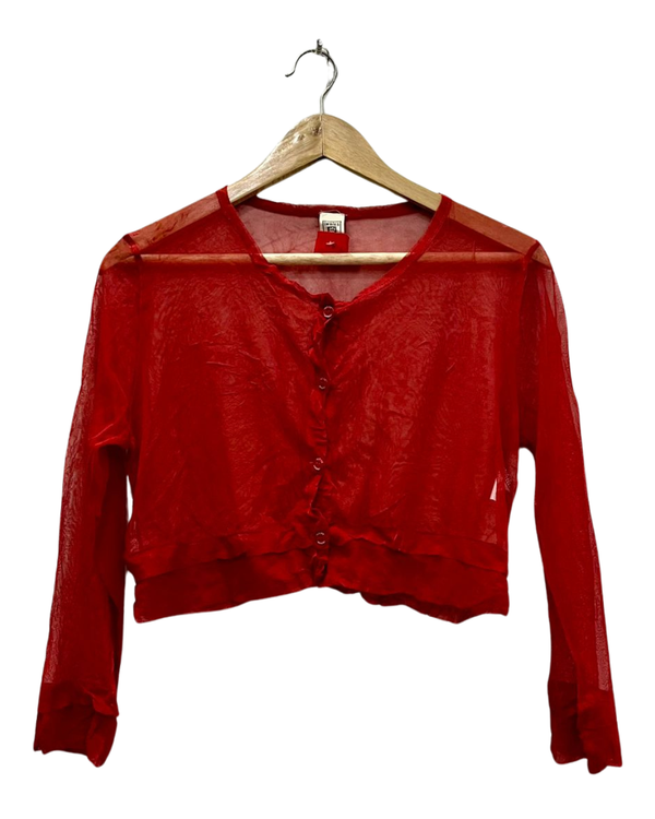 Red Mesh Button Up Top