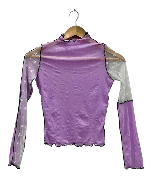 Mesh Floral Print Top