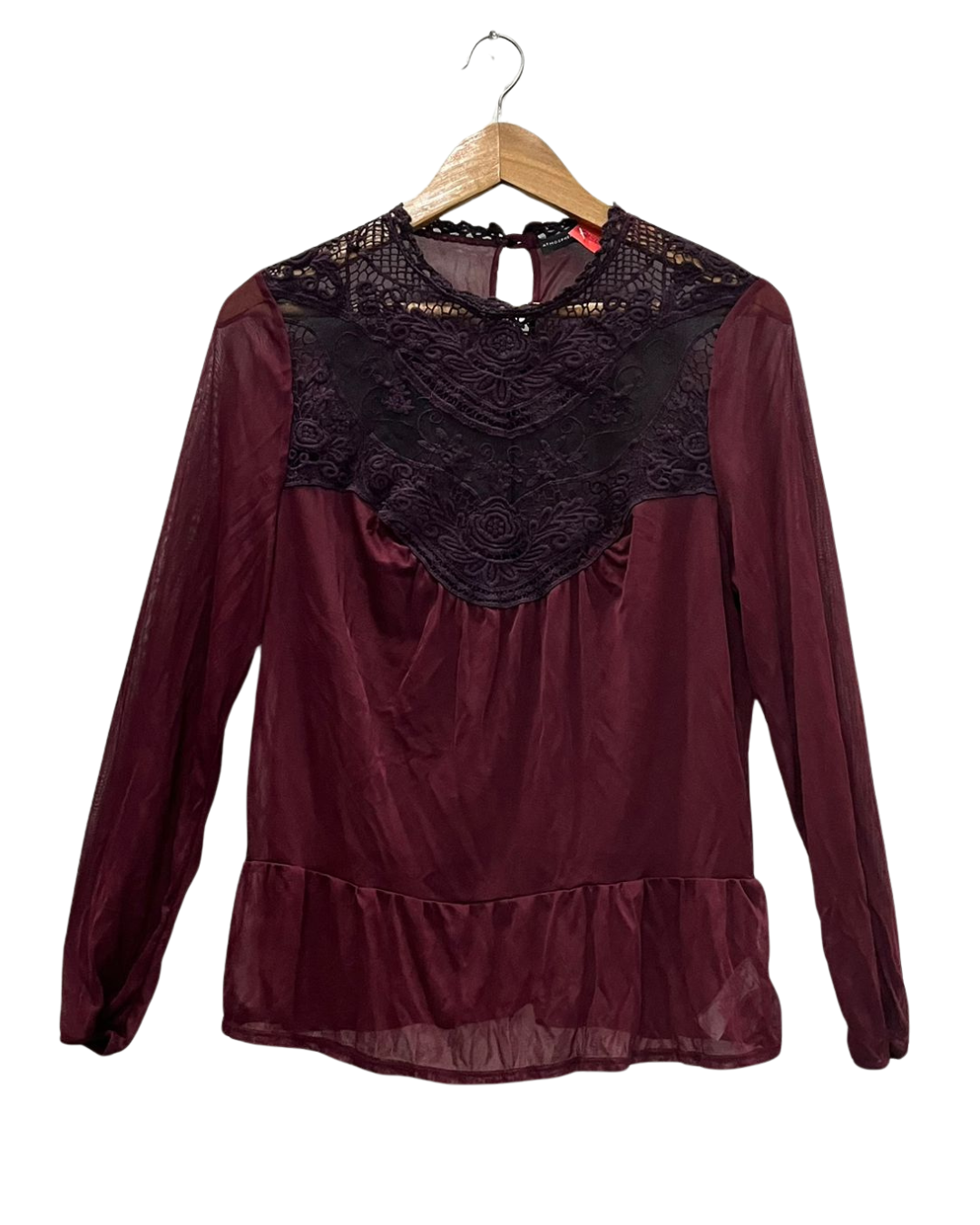Lace Overlay Peplum Top