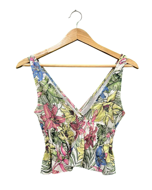 Colorful Floral Smocked Tank Top