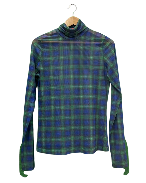 Y2K Style Plaid Turtleneck Top