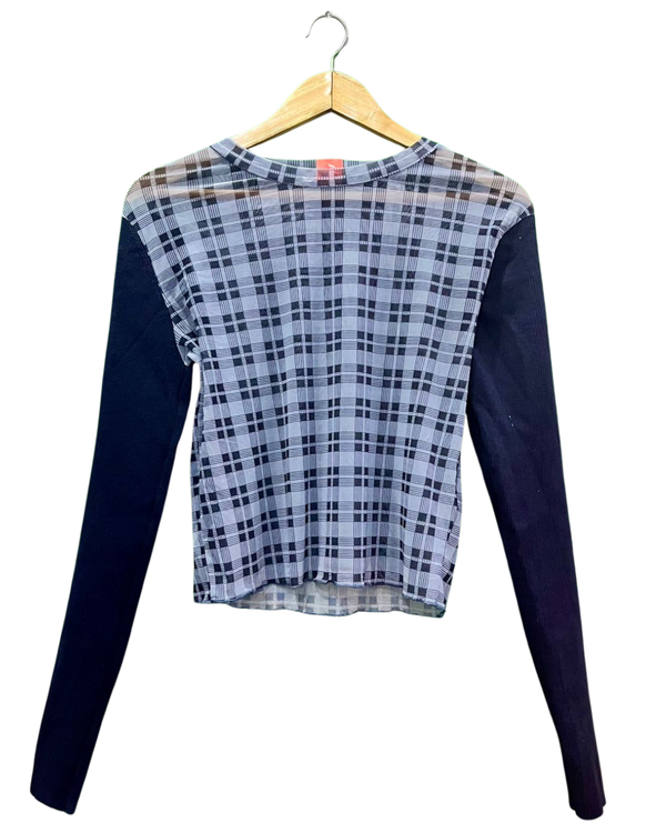 Zara-Inspired Plaid Mesh Top