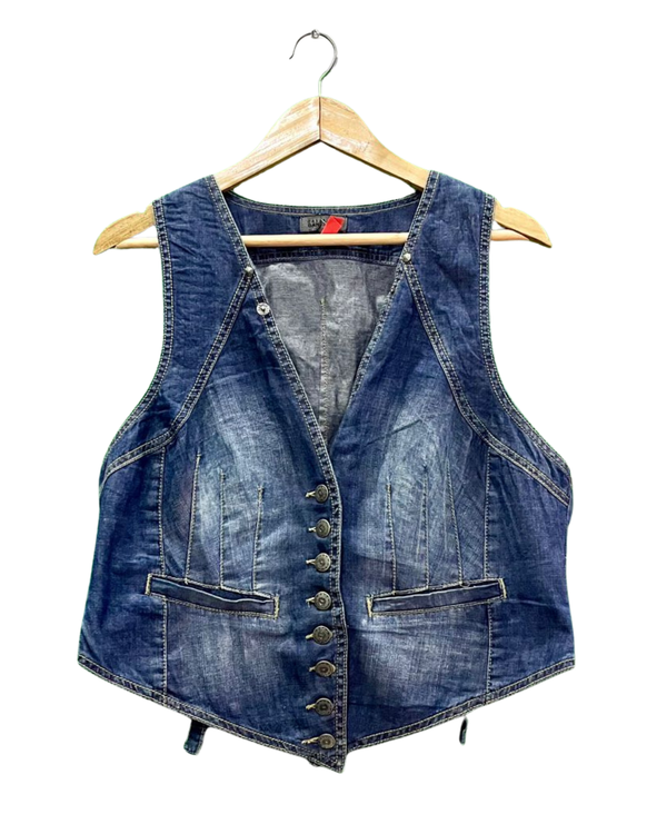 Button-Front Denim Waistcoat