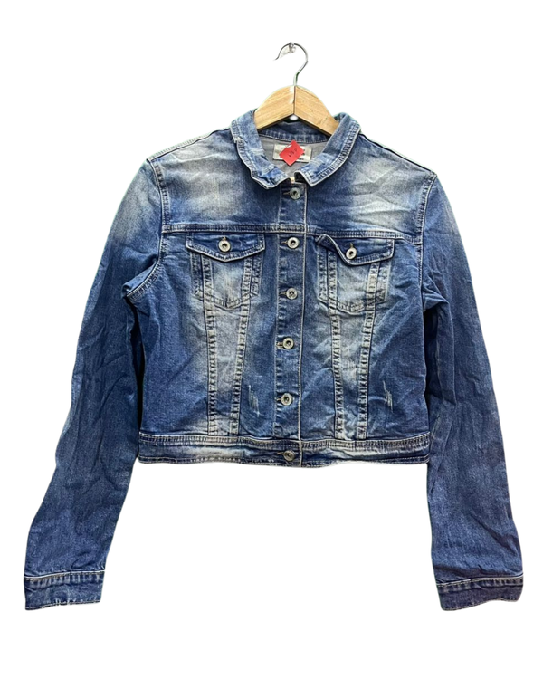 Classic Cropped Light Wash Denim Jacket