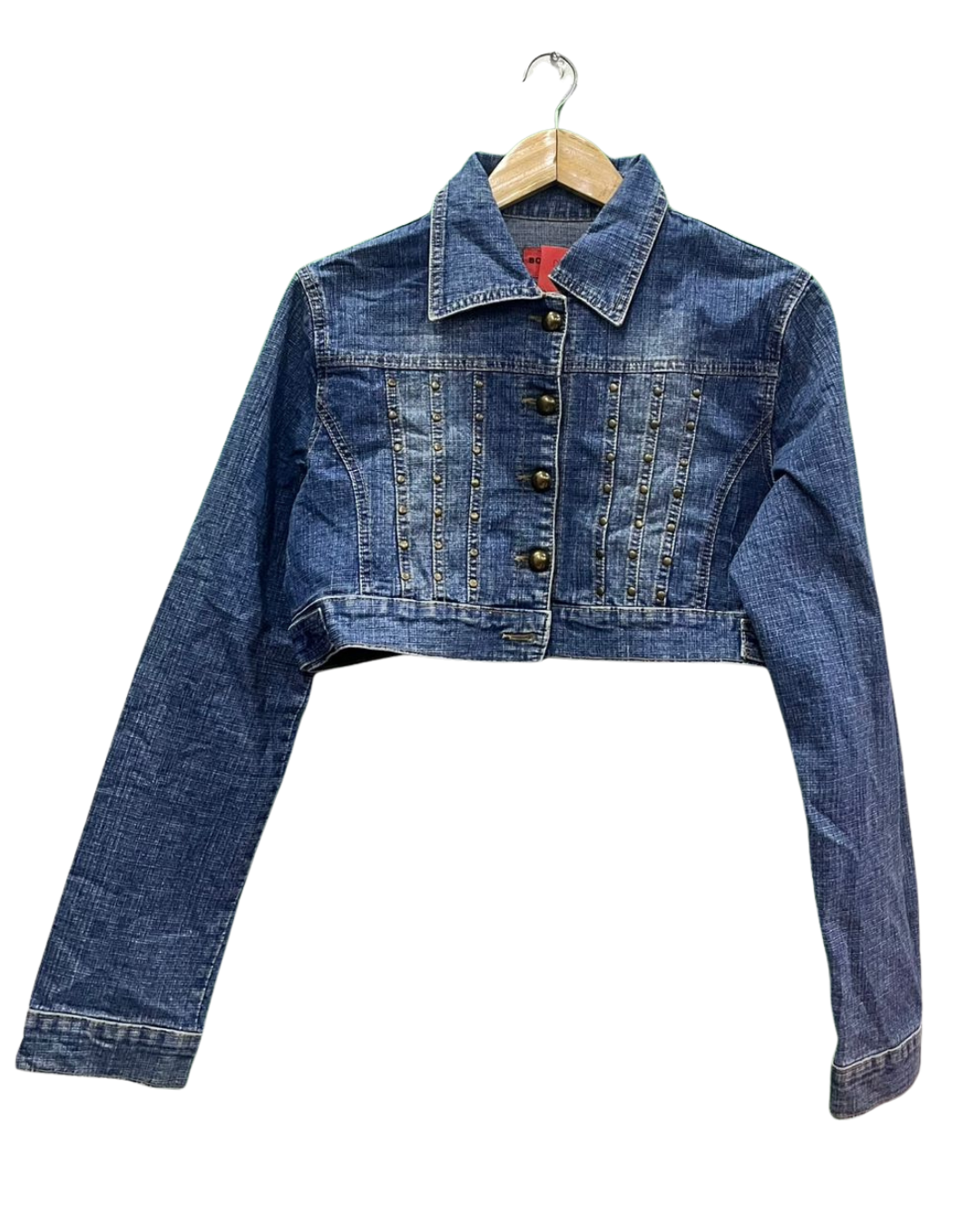 Y2K Style Studded Cropped Denim Jacket