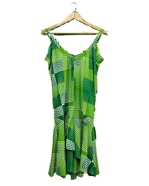 Green Abstract Print Dress