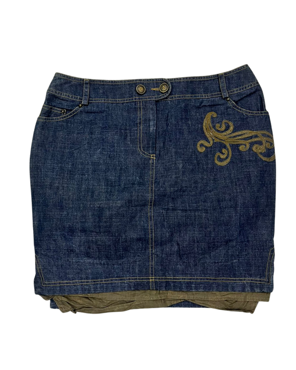 Embroidered Denim Mini Skirt