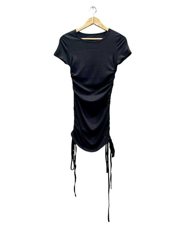 Trendy Black Ruched Dress