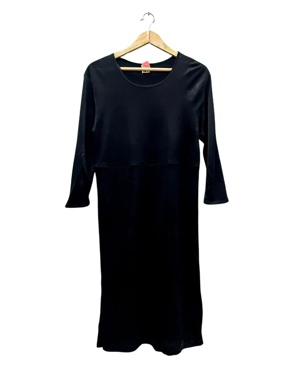 Paneled Black Long-Sleeve Dress
