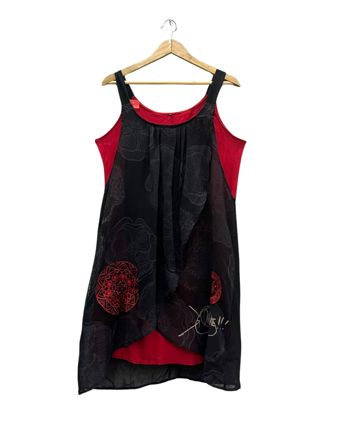 Red and Black Layered Tunic Dress