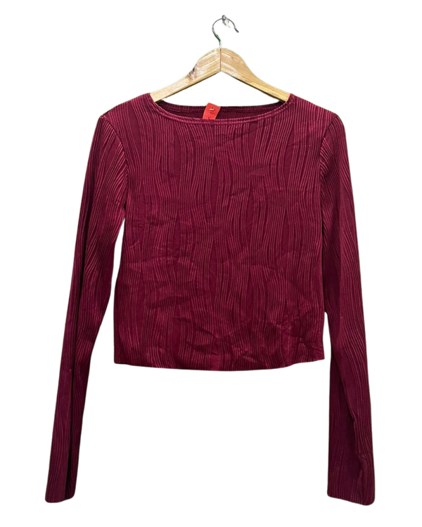Maroon Long-Sleeve Crop Top