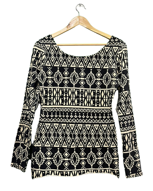 Tribal Print Long-Sleeve Top