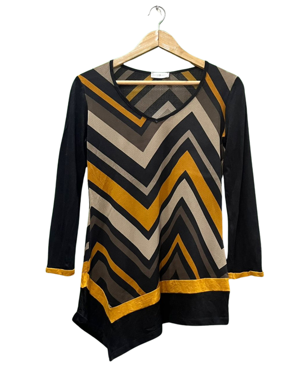 Cache Geometric Pattern Long-Sleeve Top