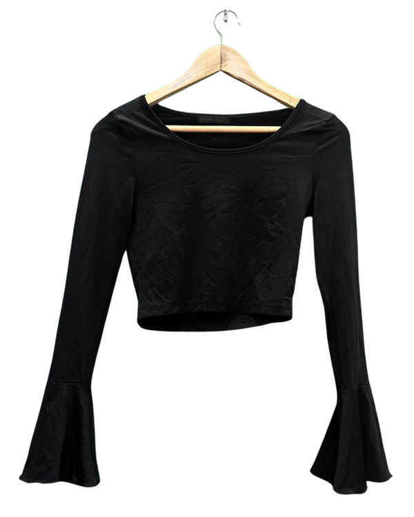 Shein Black Bell Sleeve Crop Top