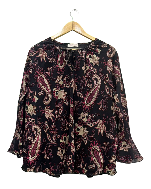 Paisley Print Bell Sleeve Blouse