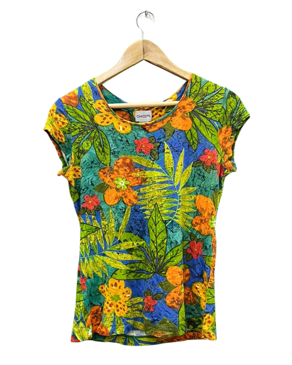 Chico's Tropical Floral Print T-Shirt