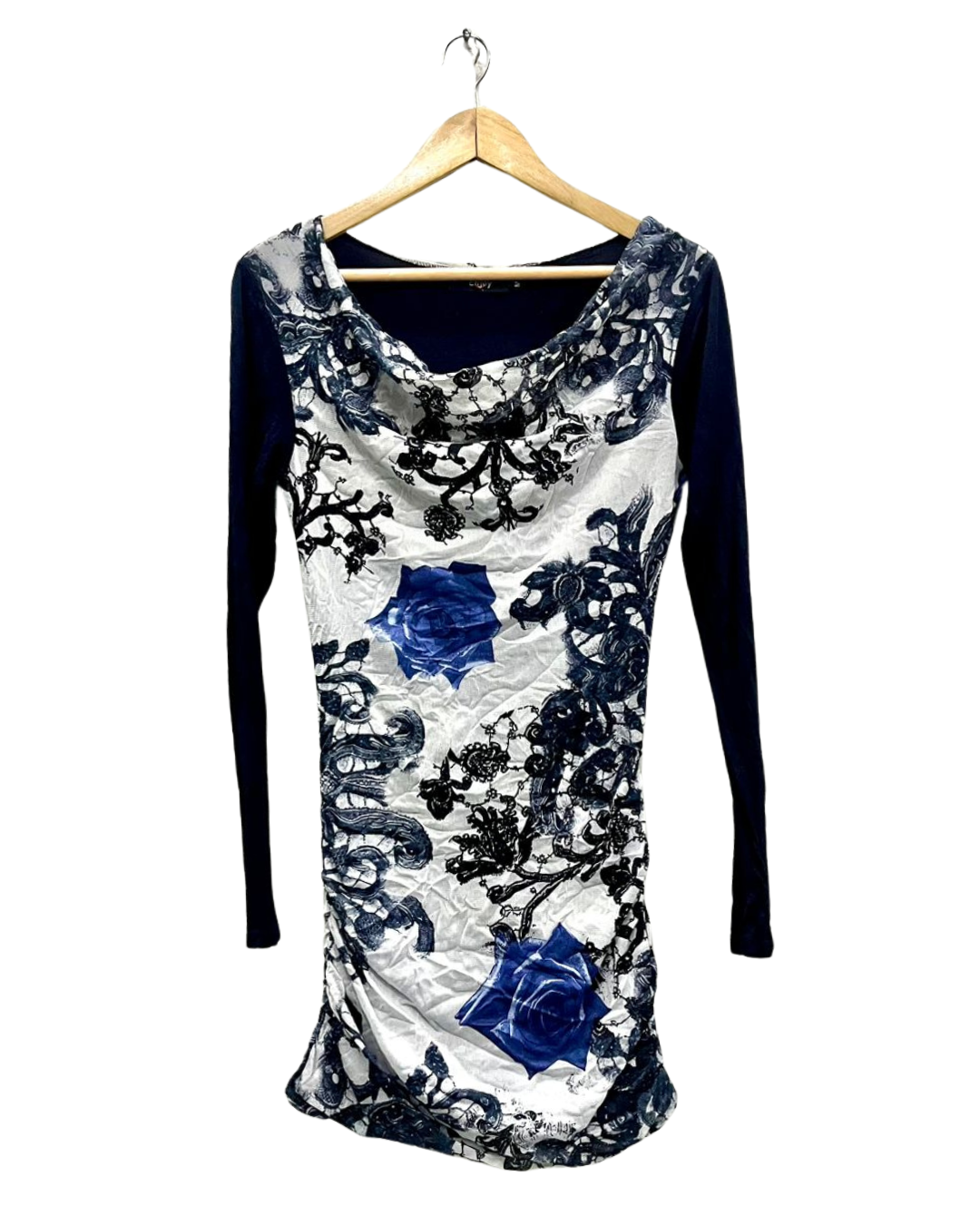 Floral Ruched Long-Sleeve Dress