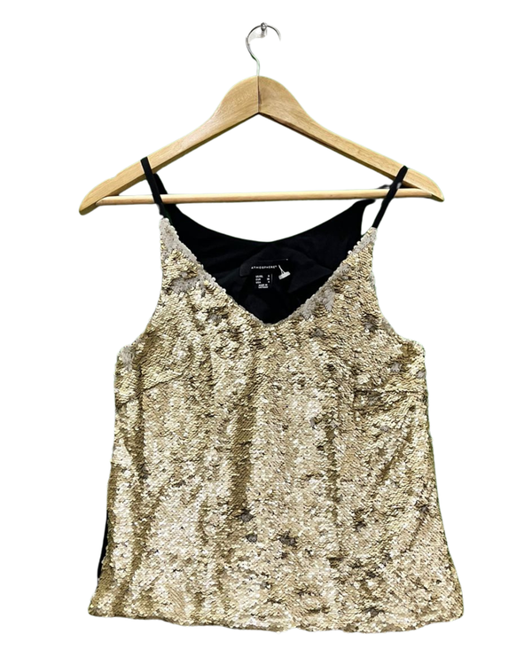 Gold Sequin V-Neck Cami Top