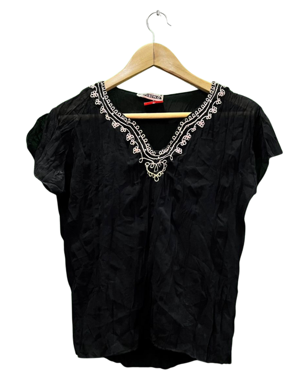 Folk Style White Embroidered Top