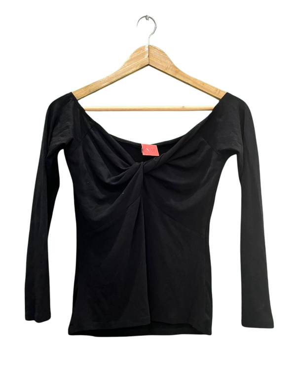 Off-the-Shoulder Twist Front Blouse