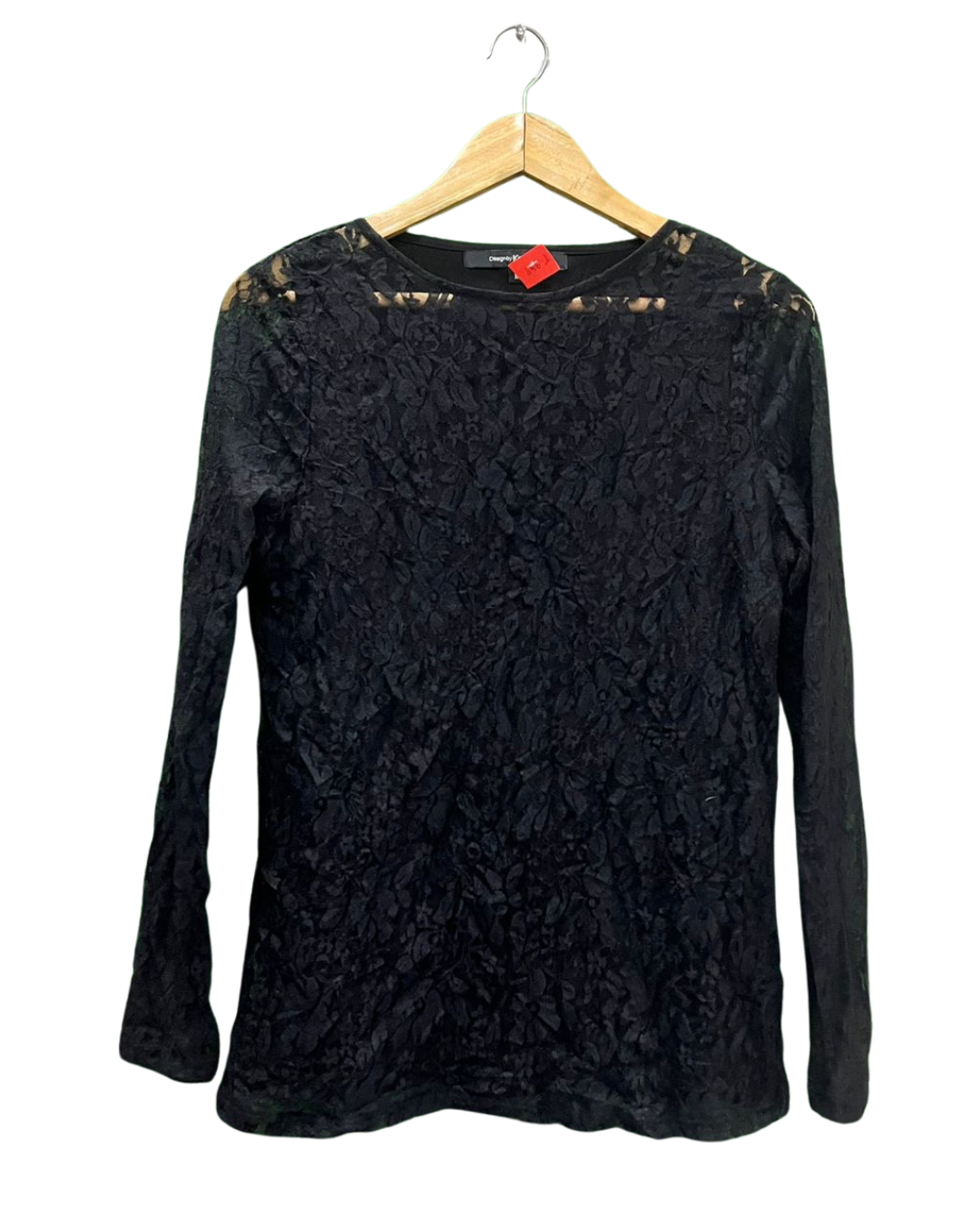 Black Textured Lace Top