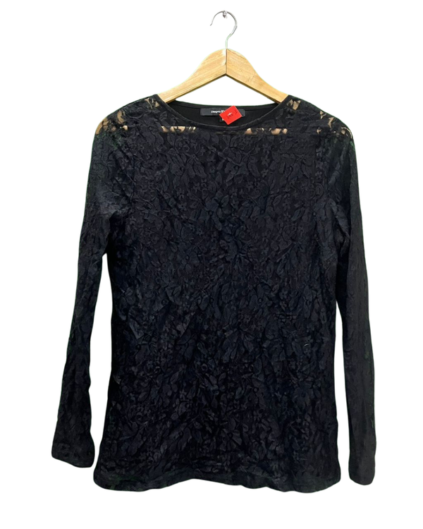 Black Textured Lace Top
