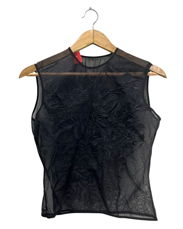 Gothic Floral Embroidered Net Top