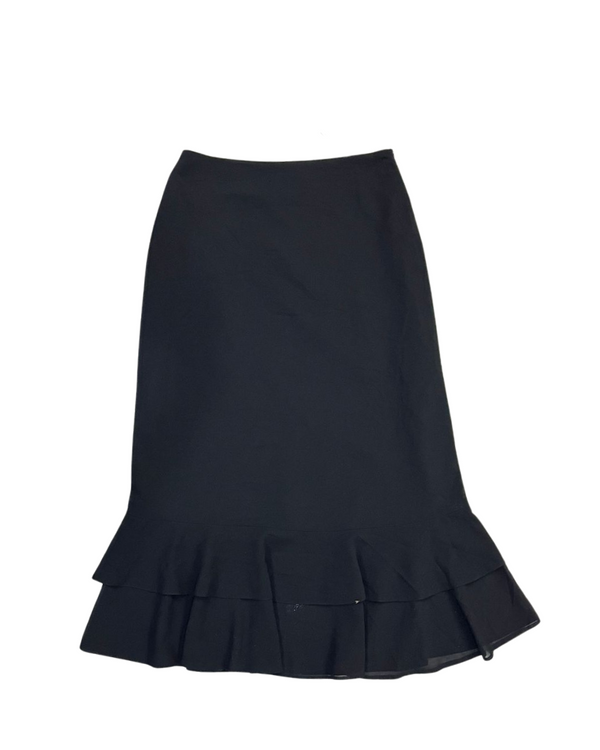 BLACK RUFFLE LONG SKIRT