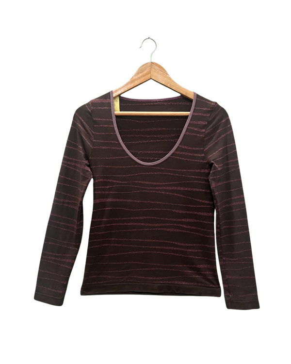 STRIPED SCOOP NECK TOP