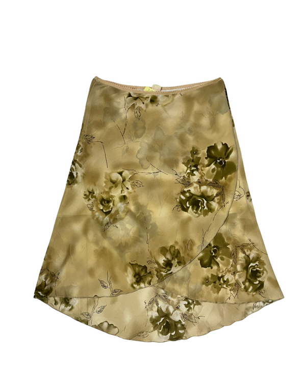 GREEN AND BROWN FLORAL SKIRT