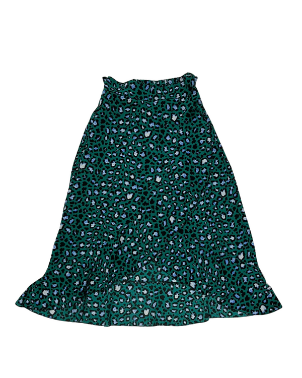 BOOHOO GREEN AND BLACK LEOPARD PRINT SKIRT