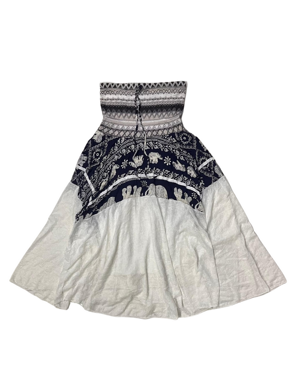 WHITE AND BLUE LONG SKIRT