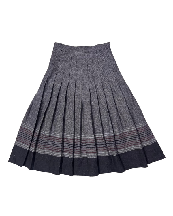WOOL BLEND PLEATED BLACK AND GREY SKIRT