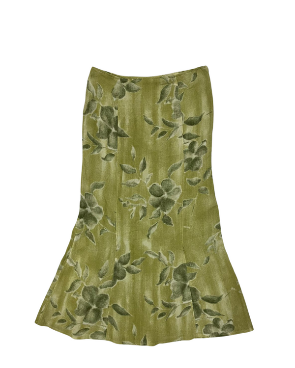 GREEN FLORAL MAXI SKIRT