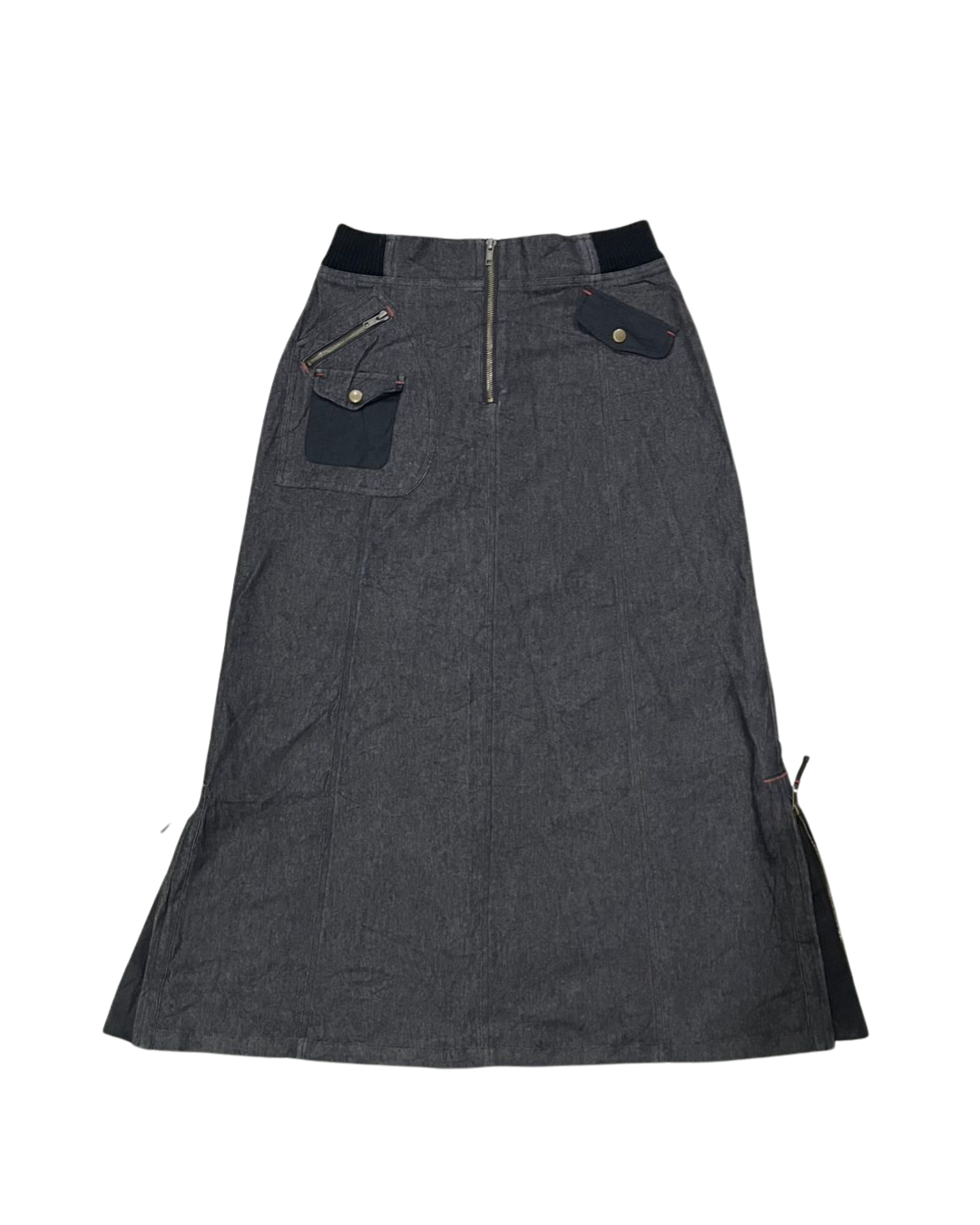 GREY LONG SKIRT WITH POCKETS