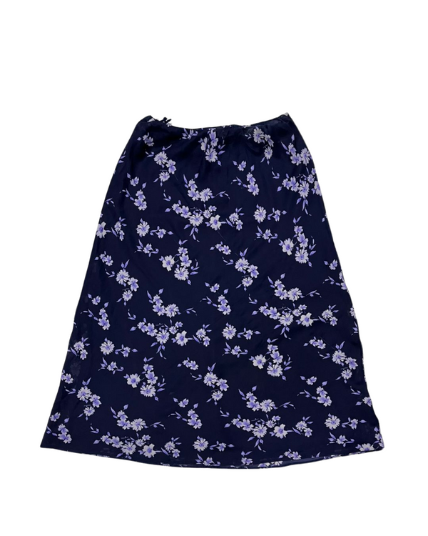 NAVY BLUE FLORAL PRINT SKIRT