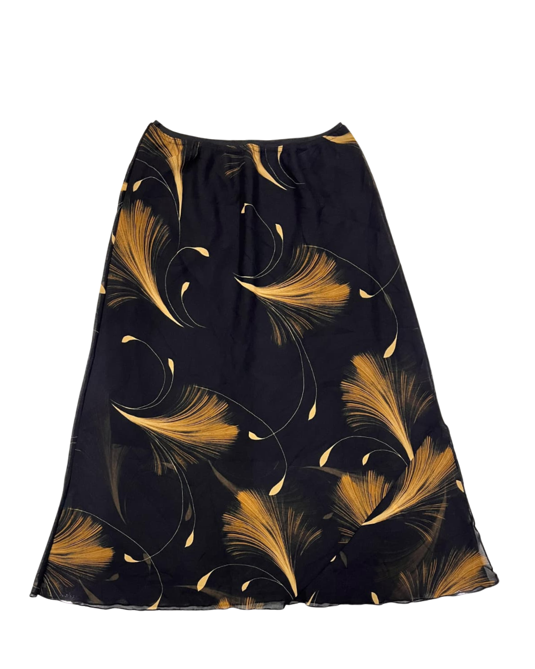 BLACK AND GOLD ABSTRACT PRINT SKIRT