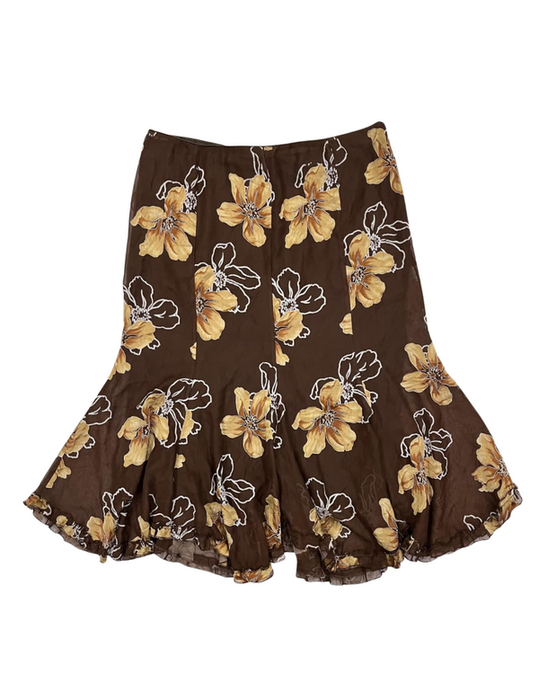 FLORAL BROWN FLOWY SKIRT