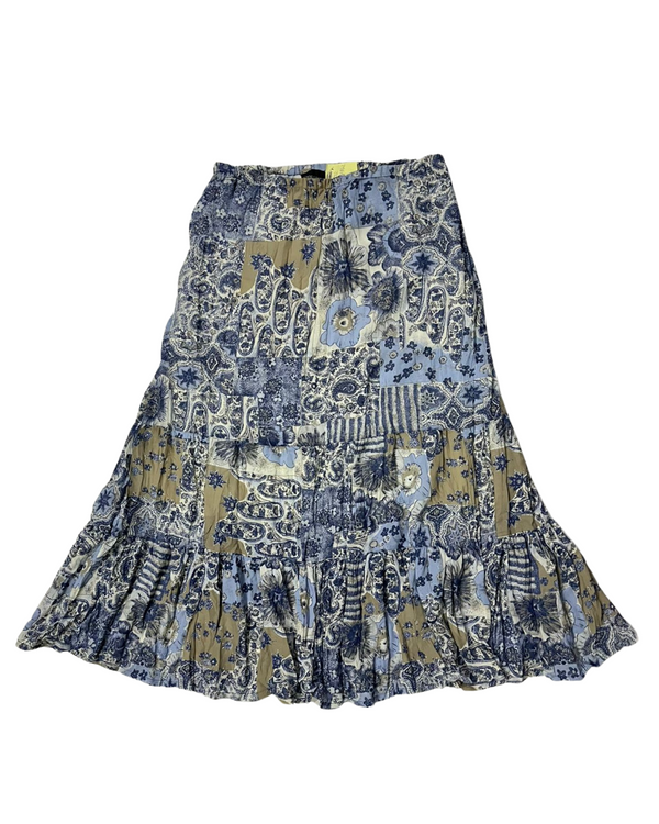 KAPPAHL TIERED BLUE PRINTED SKIRT