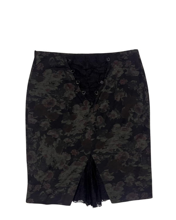 HALOGEN ABSTRACT PRINT BLACK SKIRT