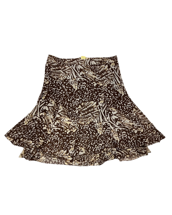 BROWN AND WHITE PRINTED SKIRT