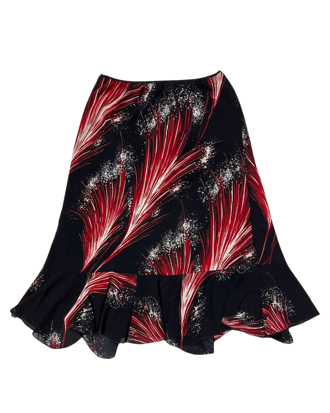 ABSTRACT PRINT SKIRT WITH PEPLUM HEM