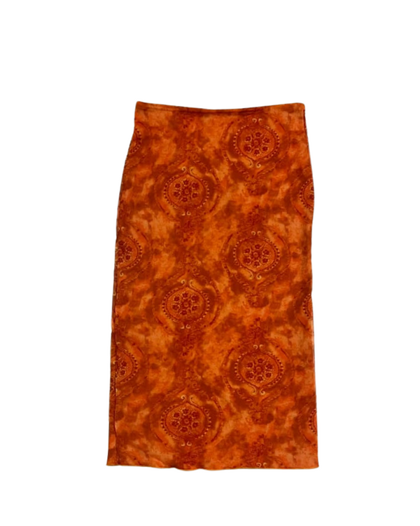 ORANGE MESH PRINTED SKIRT